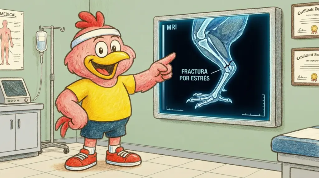por qué me duele la tibia cuando corro - pollo mostrando resonancia magnética